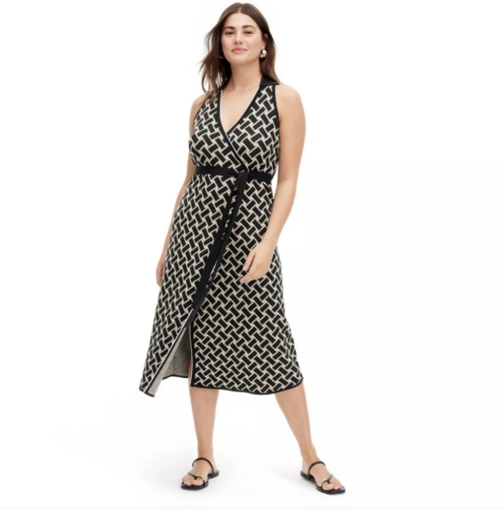Diane Von Furstenberg x Target Collared Sleeveless Black Wrap Dress L Large NWOT